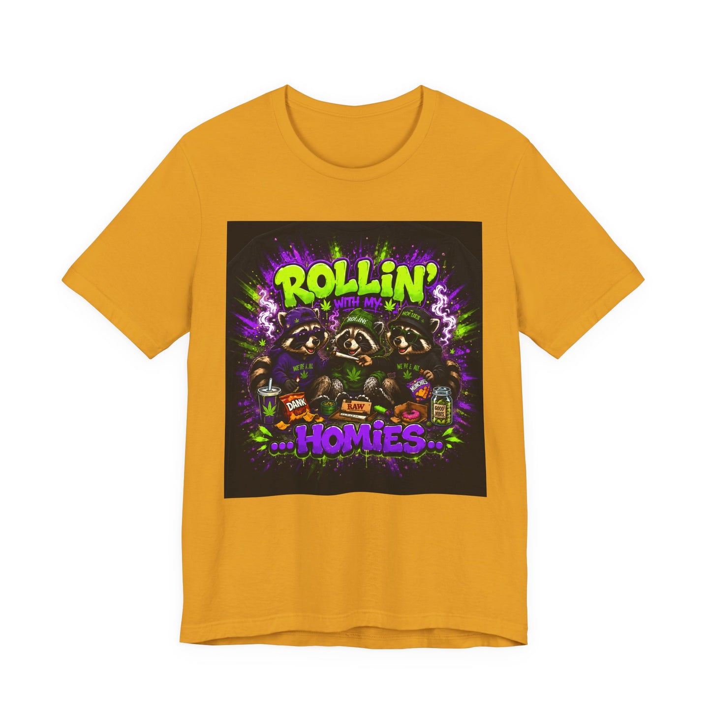 Rollin' With My Homies Shirt | Funny Raccoon Stoner Tee | Cartoon Smoke Session Graphic
