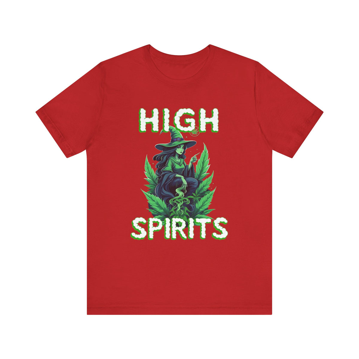 High Spirits Witchy Tee - Unisex Jersey Short Sleeve T-Shirt, Halloween Gift, Witch Apparel, Eco-Friendly Tee, Alternative Fashion Printify