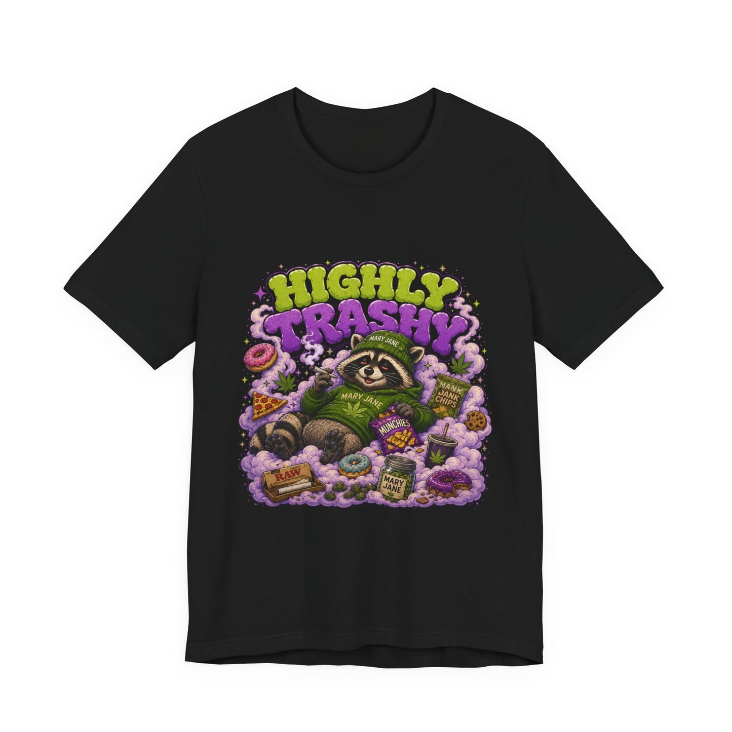Highly Trashy Raccoon Shirt | Funny Stoner Trash Panda Tee | Cartoon Cannabis Lover Gift