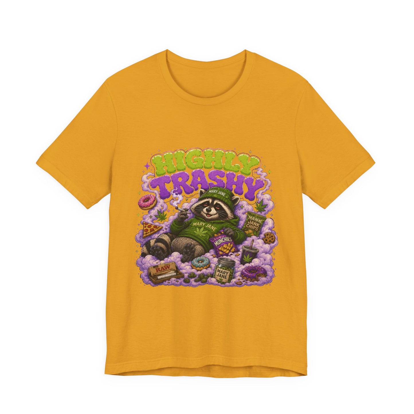 Highly Trashy Raccoon Shirt | Funny Stoner Trash Panda Tee | Cartoon Cannabis Lover Gift
