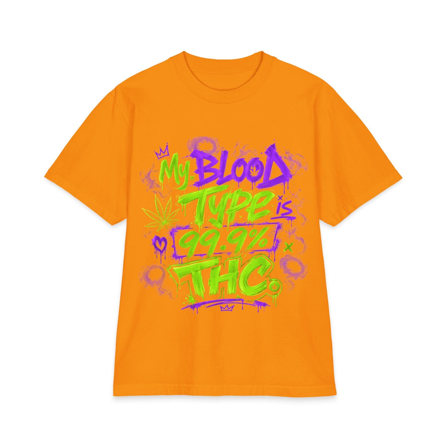 My Blood Type is 99.9% THC Graffiti Shirt | Neon Stoner Streetwear Tee | Funny Cannabis Graphic T-Shirt up to size 7XL