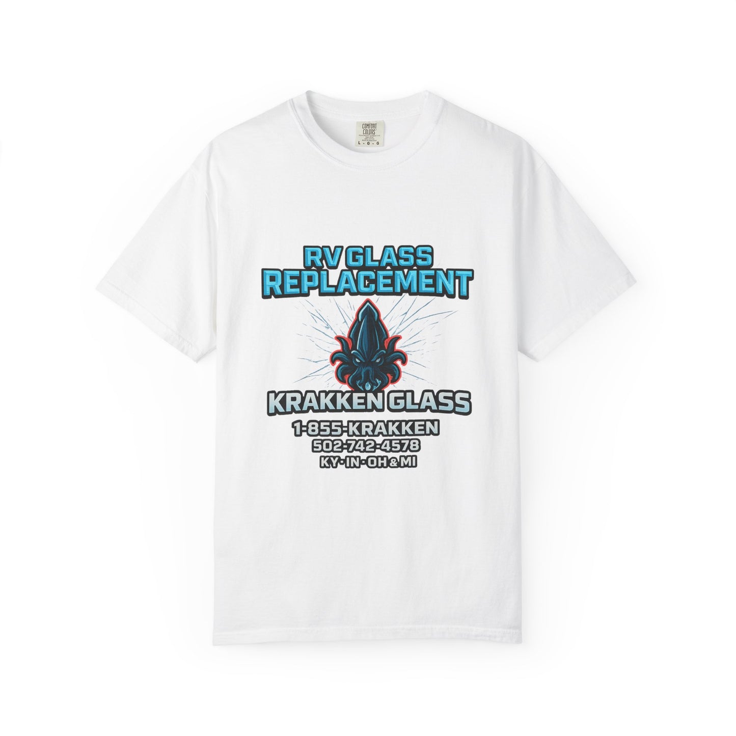 RV Glass Replacement T‑Shirt — KRAKKEN GLASS Logo Tees