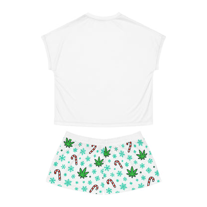 Holly Jolly Highmas Weed Christmas Pajama Set – Stoner Elf Matching Holiday PJs