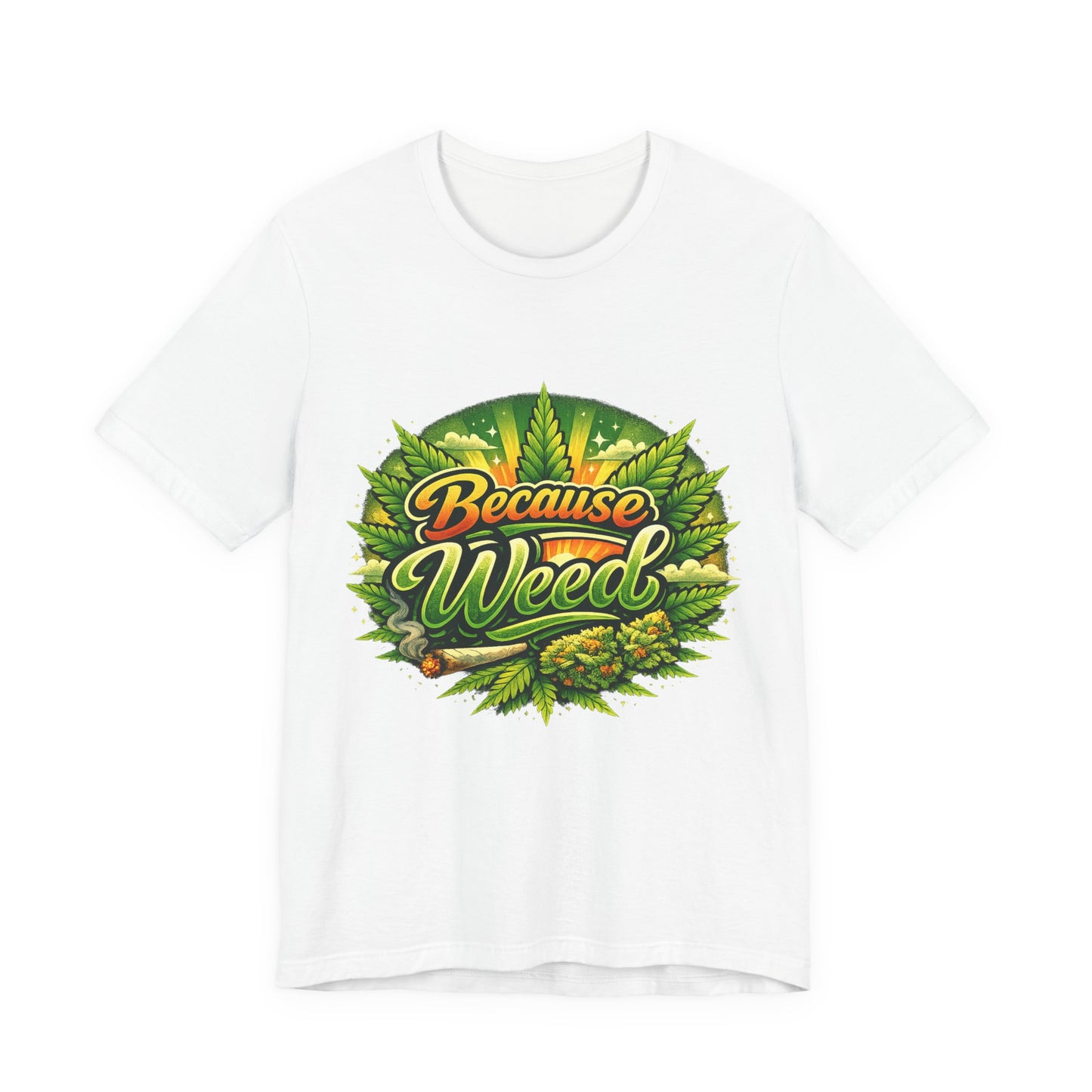 Because Weed | Neon Purple & Green Graphic Tee | Mary Jane 2025