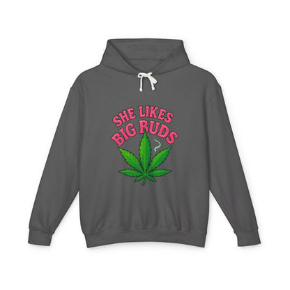 She Likes Big Buds Unisex Lightweight Hooded Sweatshirt, Cannabis Hoodie, Funny Gift, Casual Wear, Sarcastic Merch, Stoner Apparel