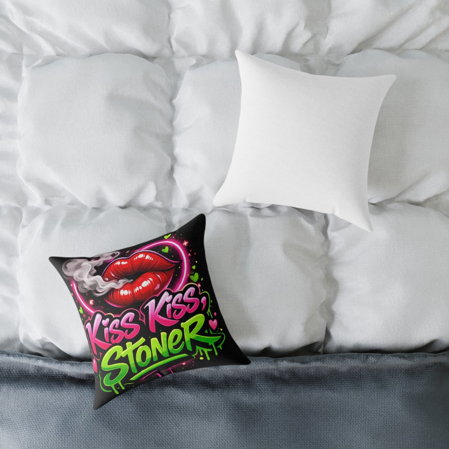 Kiss Kiss, Stoner Valentine Shirt – Neon Graffiti Cannabis Love Tee | Mary Jane Valentine Gift