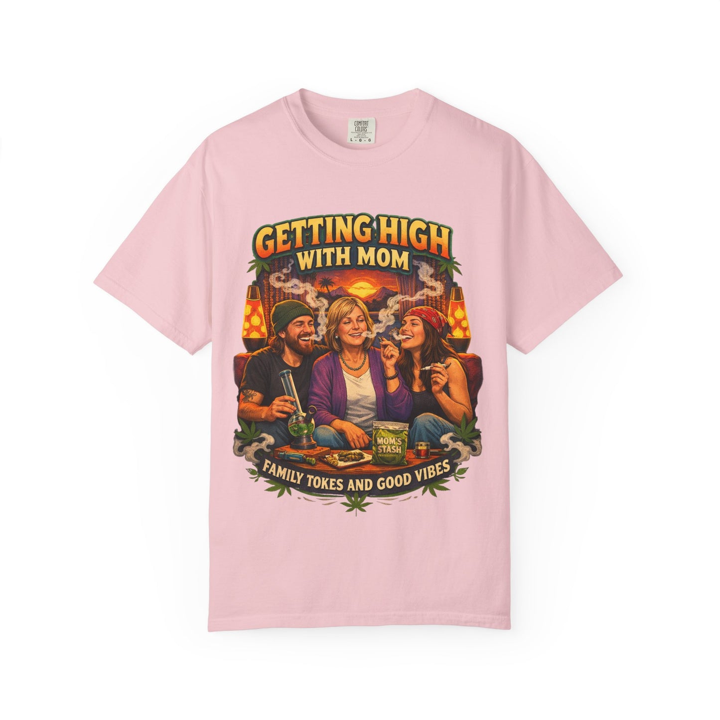 Funny Smoking With Mom T-Shirt | Cannabis Family Vibes Shirt | Stoner Mom Gift | Weed Humor Tee | 420 Lifestyle Graphic Shirt