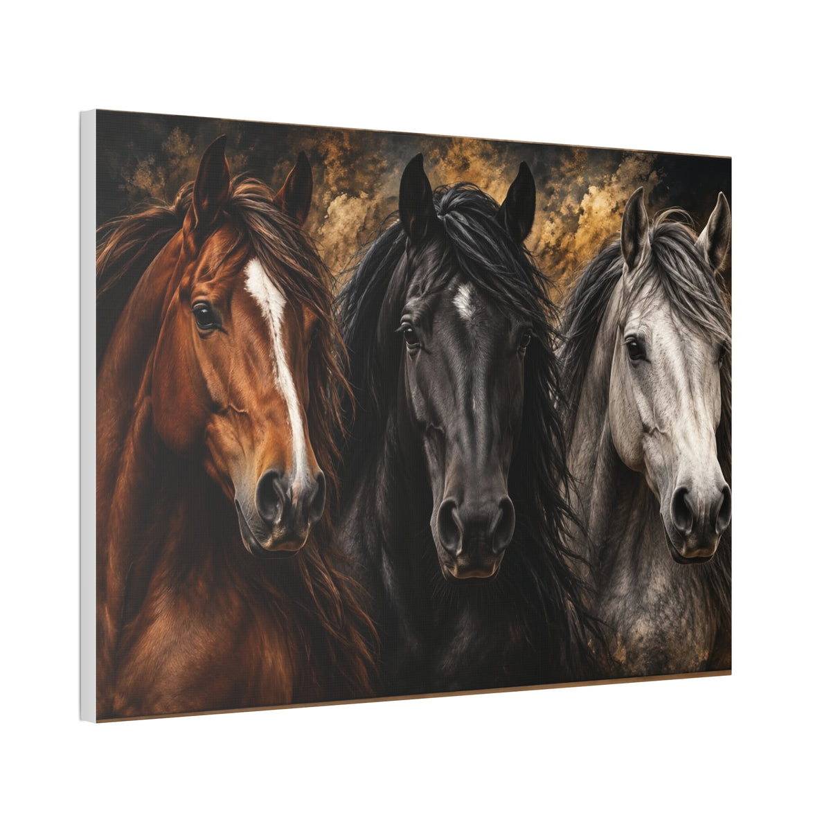 Kentucky Horse Canvas Wall Art – Three Horses, Blue Sky & Red Roses Equestrian Decor Printify