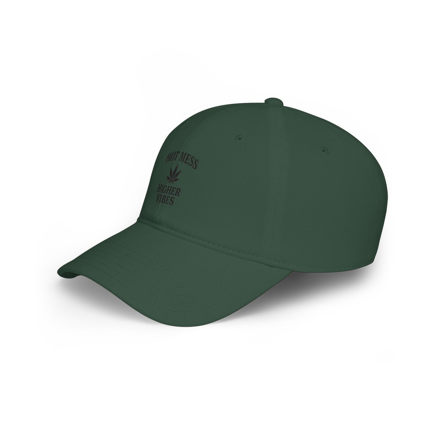 Hot Mess Higher Vibes Trucker Hat | Funny Stoner Mesh Cap | Cannabis Leaf Snapback | 420 Gift for Her & Him